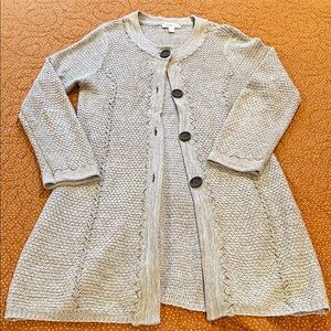 Coldwater Creek Long Textured Button Up Cardigan